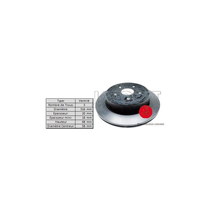 DISQUE AR SUBARU 316mm