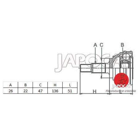 JOINT HOMOCINETIQUE 413 26/22 DENTS