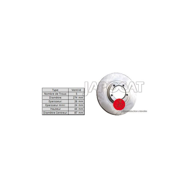 DISQUE AV H1 274mm