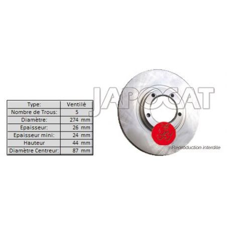 DISQUE AV H1 274mm