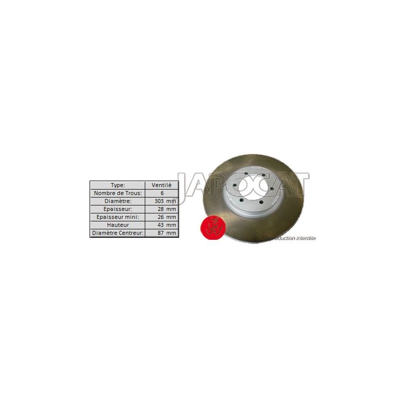 DISQUE de FREIN Avant (L'unité)
