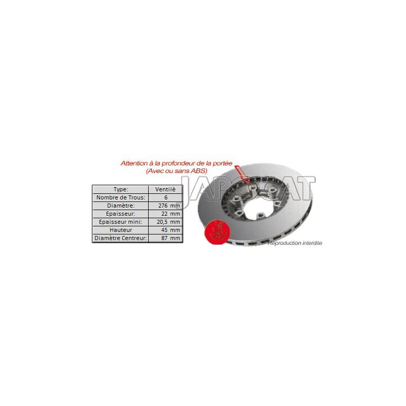 DISQUE de FREIN Avant (L'unité)
