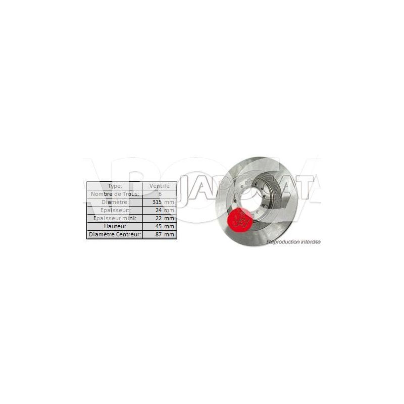 DISQUE de FREIN Avant (L'unité)