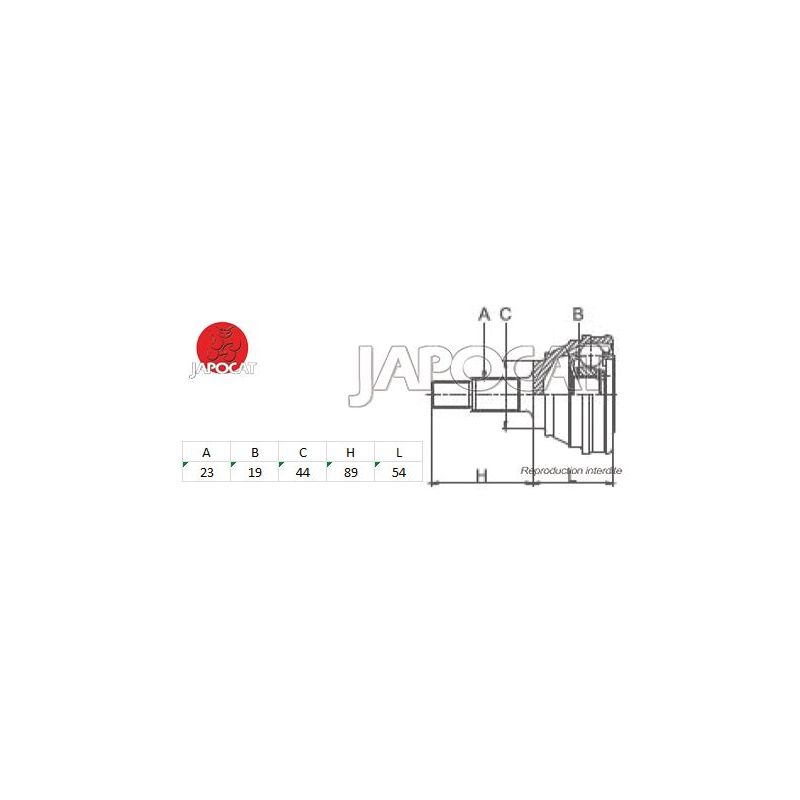 JOINT HOMOCINETIQUE SJ4 23/19 DENTS
